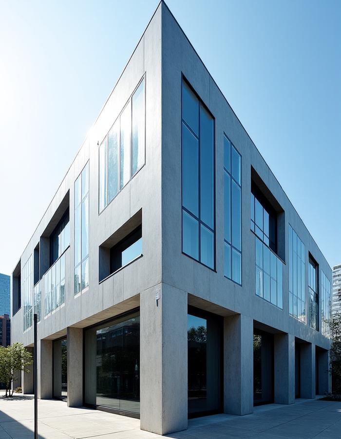 Bangunan moden dengan reka bentuk unik, fotografi arkitektur